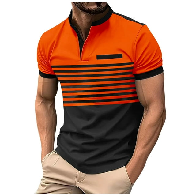 SHIXIAOO Men's Leisure Fashion Design Lapel Button Short Sleeve Tops Boy Apparel Mens Athletic Short Sleeve