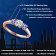 thumbnail image 2 of Gem Stone King 18K Rose Gold Plated Silver Lab Grown Diamond and Blue Tanzanite Engagement Ring for Women | 1.10 Cttw | Round 5MM | Gemstone April Birthstone | Size 5, 2 of 6
