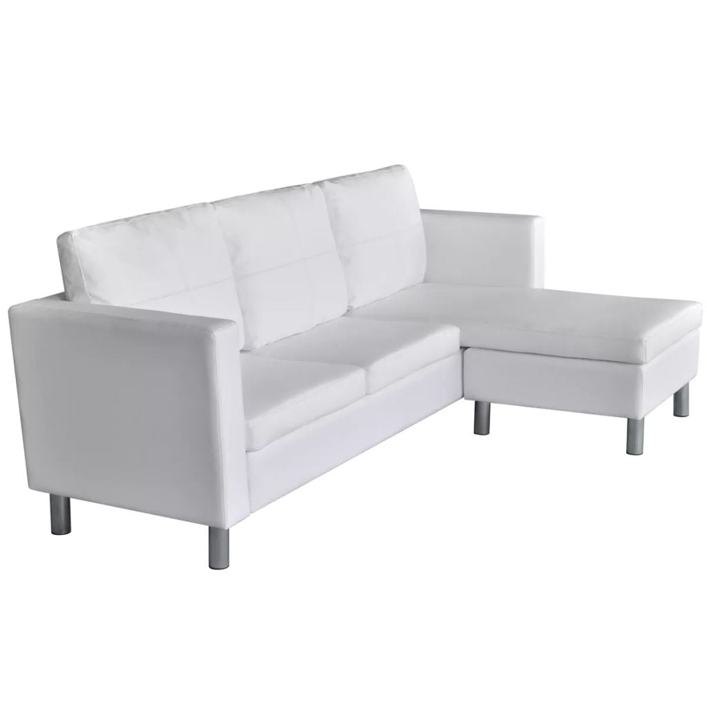 Kepooman Modern L-Shape Leather Sectional Sofa for Living Room Apartment, White Kepooman Modern L-Shape Leather Sectional Sofa for Living Room Apartment, White