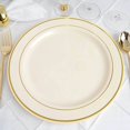 thumbnail image 2 of Efavormart 10 Pack - 10" Gold-Trimmed Ivory Round Plastic Dinner Plates for Weddings, Birthdays, Parties, Gathering, Graduation Ceremonies, Special Events, 2 of 9