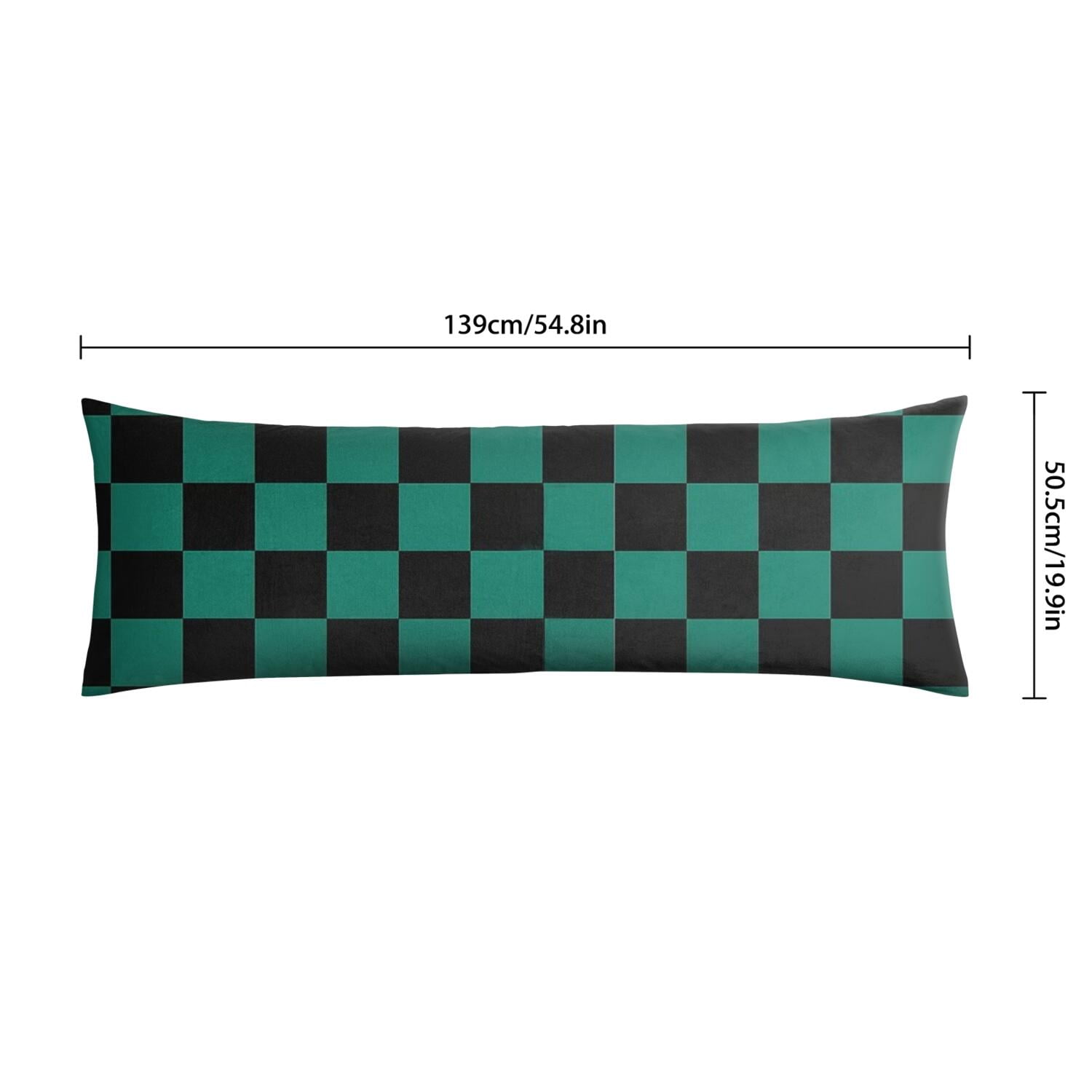 Plaid Body Pillow Cover 20x54 - Soft Checkered Pillow Case with Zipper, Full Body Support Pillow Protector for Bed, Office & Car - Machine Washable
