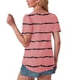 thumbnail image 3 of Women Tie Dye Striped T-Shirts Fashion Eyelet Tops Casual Crewneck Tunic Summer Puff Sleeves Tees, 3 of 7