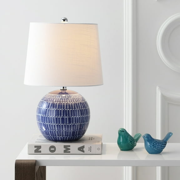 JONATHAN Y Ronald 21" Ceramic LED Table Lamp, Navy, JYL5044A