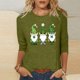 thumbnail image 1 of TaTaai Women St. Patrick's Print Loose Black Crew Neck 3/4 Sleeve Top Fashion Casual T-Shirt Ladies Spring Holiday Wear Lightweight Breathable Non-See-Through No Fading Stylish Top Gift, 1 of 7