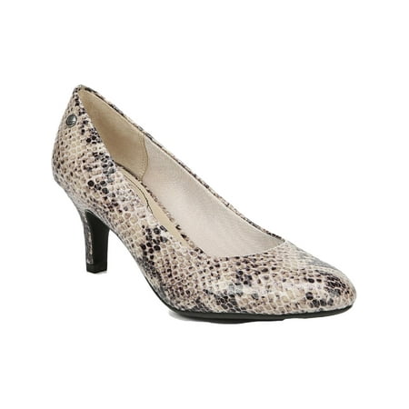 

LifeStride Womens Parigi Snake Print Almond Toe Pumps Tan 7 Narrow (AA N)