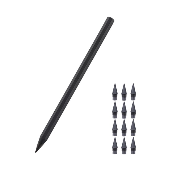 Forever Pencil Metal Alloy Writing Instrument Never Needs Sharpening with 12 Colors Replaceable Nibs for Writing and Drawing