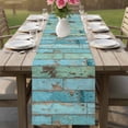 thumbnail image 4 of Turquoise Farmhouse Table Runner 72 Inches, Vintage Teal Wooden Bed Runner Dresser Scarves Tabletop for Indoor Outdoor Parties/Ceremony/Banquet, 16" x 72", 4 of 9