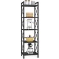 thumbnail image 1 of Metal Storage Rack, Shelving Unit with X Side Frames, Dense Mesh, for Entryway, Kitchen, Living Room, Bathroom, Industrial Style, 5-Tier, 11.8 x 15 x 55.5 Inches, Ink Black UBSC145B01V1, 1 of 11