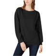 thumbnail image 2 of 1.STATE Womens Button Shoulder Sweatshirt, Black, Small, 2 of 2