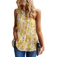 thumbnail image 1 of Nudo de corbata un hombro ruffle camisa suelta casual a line Flowy impresión floral blusa sin mangas para el verano amarillo S, 1 of 6