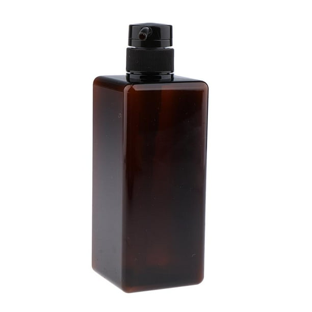 Botellas cuadradas de plástico PET vacías rellenables de 650 ml para baño y cocina. Marron oscuro