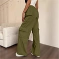 thumbnail image 5 of QQZ Wide Leg Cargo Joggers Pants For Women, Elastic Waist Drawstring Casual Track Pants, Daily Lounging Errands Travel Outfits, 5 of 6