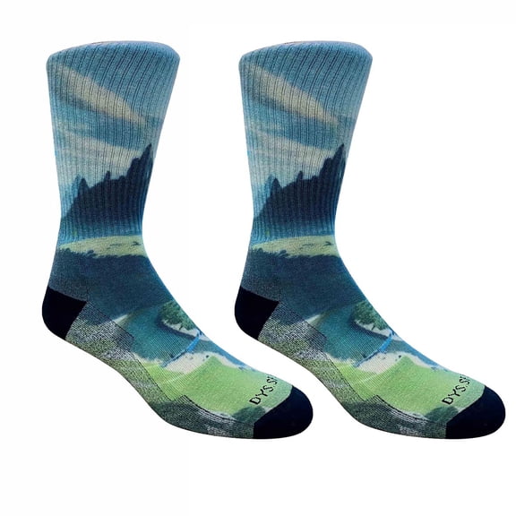 Krumba Men Breathable Hiking Socks: Light Wool Moisture Wicking Printed Calf - Forest Camping Mountain Trekking Outdoor- 2-Pack MT L/XL