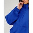 thumbnail image 3 of Royal Blue Womens Oversized Half-Zip Funnel Neck Windbreaker Jacket, 3 of 6