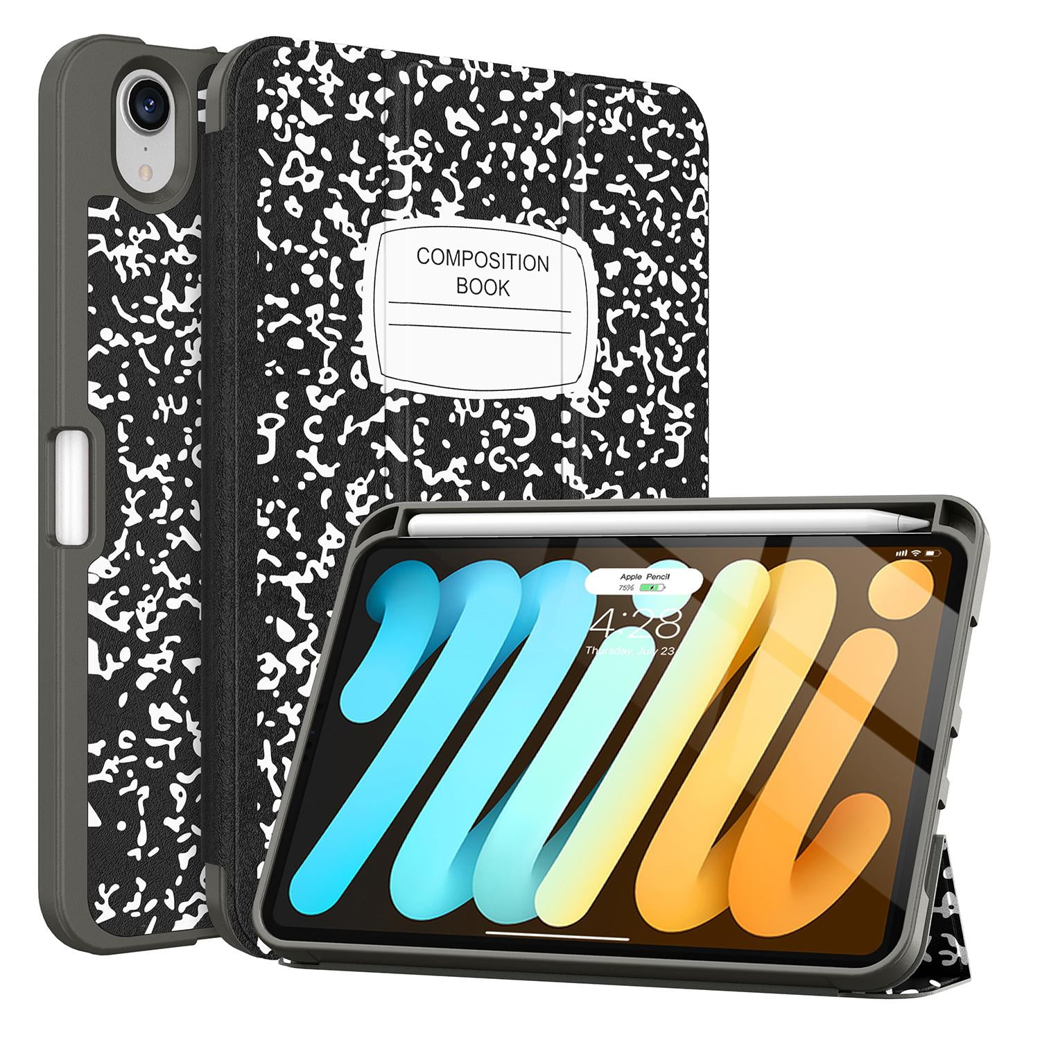 Soke New iPad Mini 6 Case 2021 with Pencil Holder - Protective Soft TPU  Back Cover with Auto Sleep/Wake for iPad Mini 6th Generation 8.3 inch(Book  Black) - Walmart.com