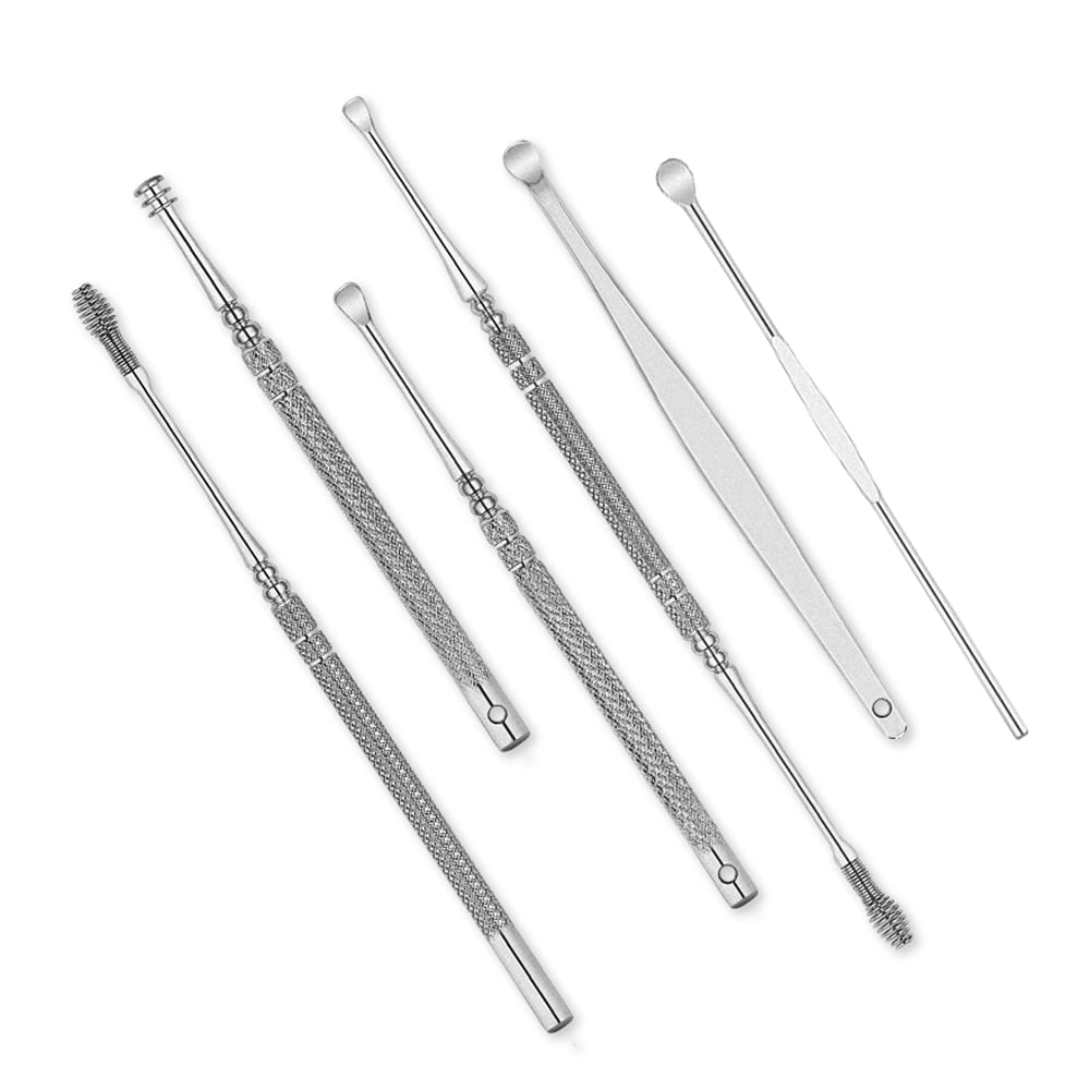 Stainless Steel Ear Pick Set Curette Ear Wax Remover Spiral Spring Earpick Ear Cleaner