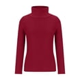 thumbnail image 4 of Duoif Hauts pour Femmes à Manches Longues, Chemise Moulante à Col Montant, sous-Vêtements Thermiques Doux, Mode Automne, Col Roulé, Rouge P, 4 of 4