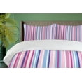 thumbnail image 4 of Ambesonne Abstract Duvet Cover Sets, Colored Stripes Lines, 2-King, Pale Pink Sky Blue, 4 of 7