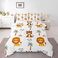 thumbnail image 3 of Homewish Kawaii Jungle Lion Full Size Comforter Sets for Kids, Cartoon Coconut Tree Bedding Comforter Set, Cute Animal Lover Reversible Bedding Sets, Ultra Soft Bedroom Decor, 3 Pieces, 3 of 8