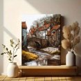 thumbnail image 6 of Village Stone Bridge Canvas Print Wall Art, Living Room Bedroom Cafe Countryside Home Decor, 6 of 8