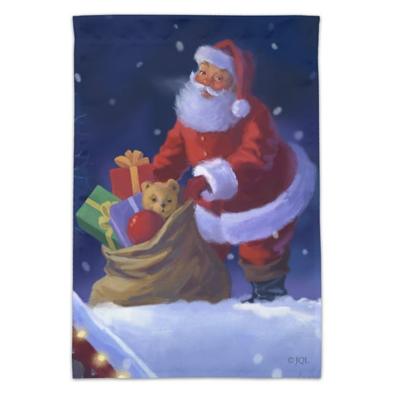 Christmas Holiday Rooftop Santa Garden Yard Flag