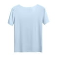 thumbnail image 5 of Duoif Workout Womens Tops Ladies' Summer Ice Round Neck Short Sleeved T Shirt for Sports and Fitness High Elasticity Slim Fit Quick Drying Shirts for Women Light Blue XXXL, 5 of 7
