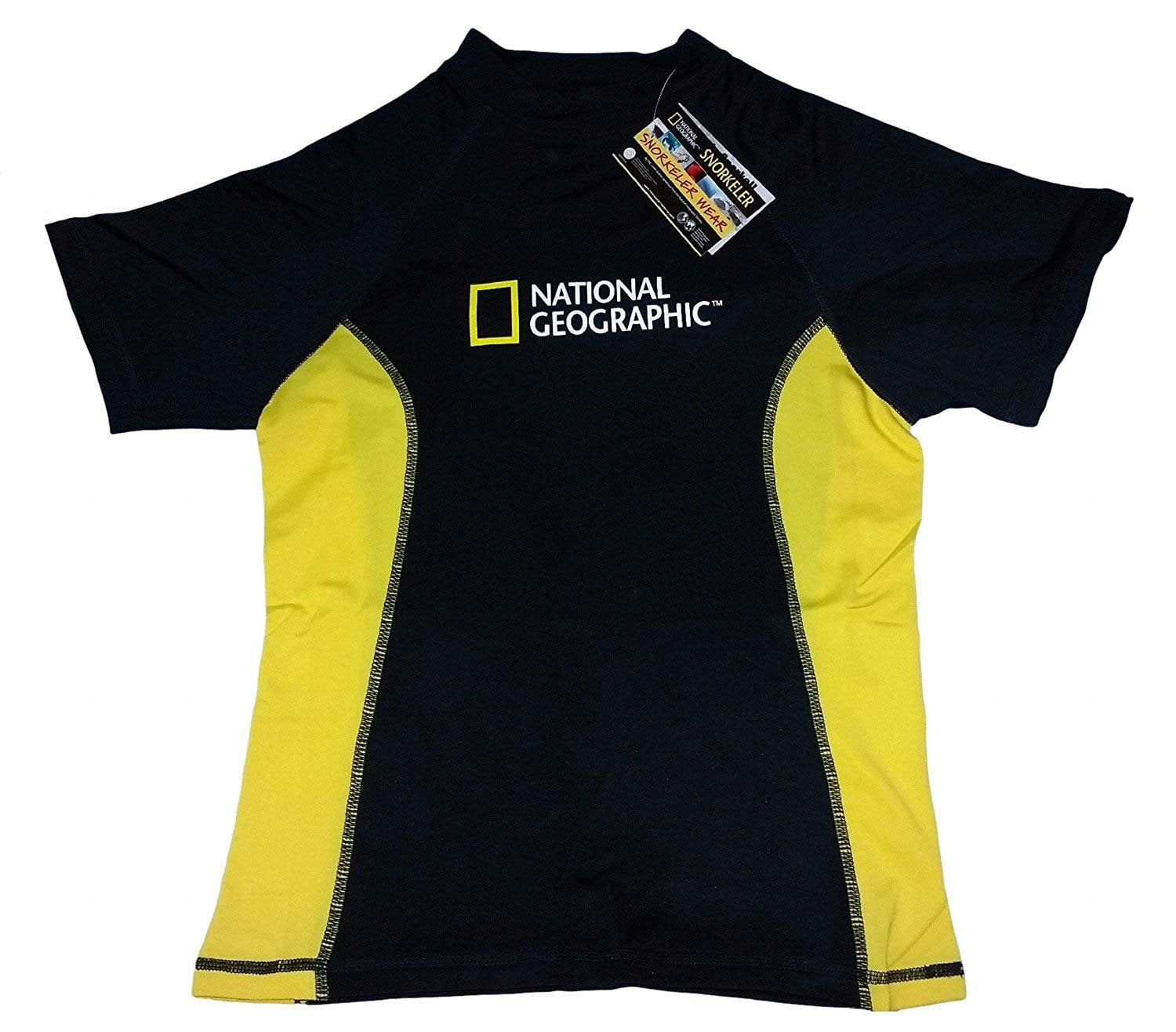 National Geographic Snorkeler 2015 Ladies Short Sleeve Rash Guard - Black/Yellow X-Small