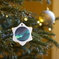 thumbnail image 7 of 3drose, Europe, Iceland, Akureyri. Ribbons of Northern Lights across the Sky., 3 inch Snowflake Porcelain Ornament, 7 of 7