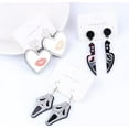 thumbnail image 3 of Gothic Halloween Theme Acrylic Spooky Ghost Knife Drop Dangle Earrings Resin Thriller Skull Party Festive Costume Personalized Horror Jewelry, 3 of 6