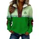 thumbnail image 1 of Mujeres Manga Larga Tops Casual Colorblocked Semi Cremallera Girar Cuello Abajo Sudadera Chaqueta Vacaciones, 1 of 8