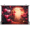 thumbnail image 4 of 8 x 6 ft Valentine's Day Party Background Red Rose Garden Wall Red Rose Love Heart Background Banner Birthday Party Artistic Portrait Decoration Backdrop Photo Studio, 4 of 5