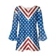 thumbnail image 4 of Blusas de Manga Corta para las Mujeres Impresas 3/4 Manga Cuello Redondo Blusa Casual, Ligero Diario Superior, 4 of 5