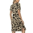 thumbnail image 6 of up to 60% off Gifts Usmixi Dresses for Women 2023 Business Tie Waist Pocket Slit Tunic Midi Dresses Short Sleeve Round Neck Leopard Print Summer Knee-Length Formal Dress Yellow m Under $5, 6 of 6