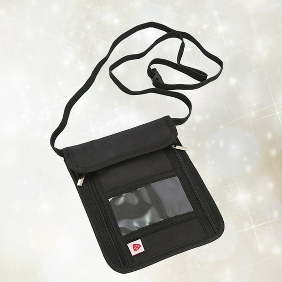 FRCOLOR Black Nylon Travel Neck Stash Wallet for Storage Slim Design Keeps Cash and