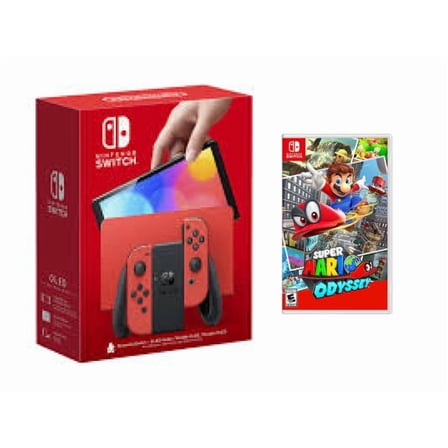Nintendo Switch OLED Mario Red Special Edition (JP Console) Bundle with Super Mario Odyssey