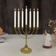 thumbnail image 1 of Candelabro de Hanukkah de hierro dorado, superficie de arena de siete cabezas, 1 of 6