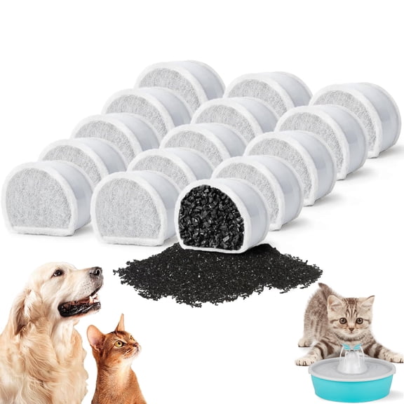 Tawatiler 15 Pcs Carbon Filters Compatible with PetSafe Drinkwell Filters, Pet Water Fountain Filters Replacement Cartridges for Dog and Cat Fountain