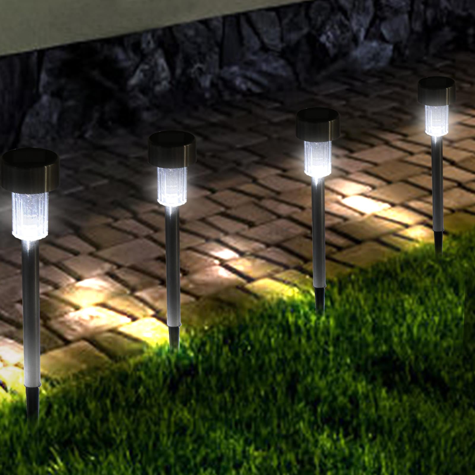 SamyoHome Outdoor 24 Piece Stainless Steel Solar Power LED Pathway Lights