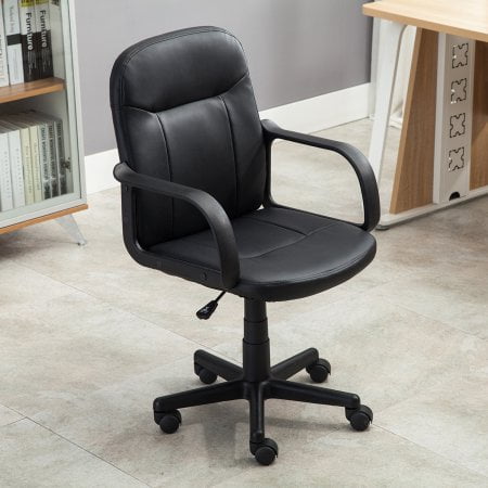 Belleze Mid Back Office Chair Faux Leather Ergonomic Desk Swivel Belleze Mid Back Office Chair Faux Leather Ergonomic Desk Swivel Task Black
