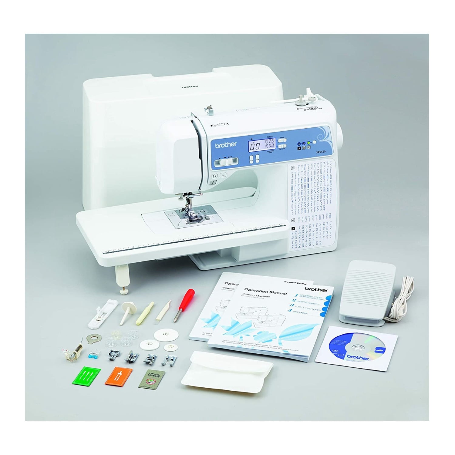 Brother XR9550 Sewing and Quilting Machine (White) with 36-Piece Bobbins Bundle