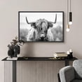 thumbnail image 3 of PixonSign Framed Canvas Print Wall Art Black & White Shetland Cow Portrait Farmhouse Art Rustic Decor Nature Animals Modern Art Realism Cozy Decorative Colorful Multicolor - 24"x36" Black, 3 of 5