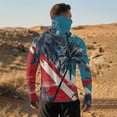 thumbnail image 5 of Men's Patriotic American Flag Fishing Hoodie with Built-in Face Mask and Thumbhole Cuffs Featuring UPF 50+ Sun Protection Long Sleeve Shirt for 4th of July Memorial Day Light Blue XXXL, 5 of 9