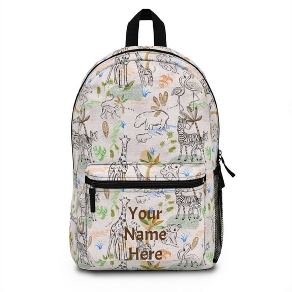 Wild Zoo design with Custom Text Backpack - Ship from USA