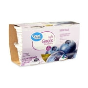 Great Value Light Greek Yogurt, Blueberry Nonfat Yogurt, 5.3 oz, 4 Count