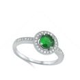 thumbnail image 4 of CHOOSE YOUR COLOR Simulated Emerald Halo Elegant Ring .925 Sterling Silver Band Green CZ Female Size 7, 4 of 4