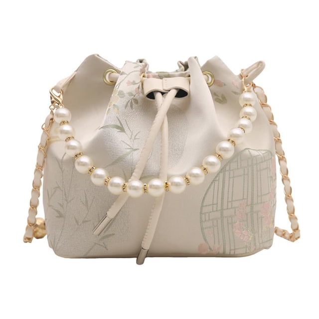 Drawstring Chain Bucket Bag Womens Shoulder Crossbody Womens Simple Fashion Bag Bag T4w1