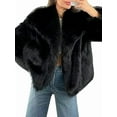 thumbnail image 3 of Women'S Faux Fur Coat Faux Fur Jacket Long Sleeve Lapel Winter Jackets Parka Short Coat Black XXL, 3 of 9