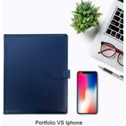 GraduationMall Business Magnetic Closure Padfolio Portfolio File Folder PU Leather for A4 Size Blue
