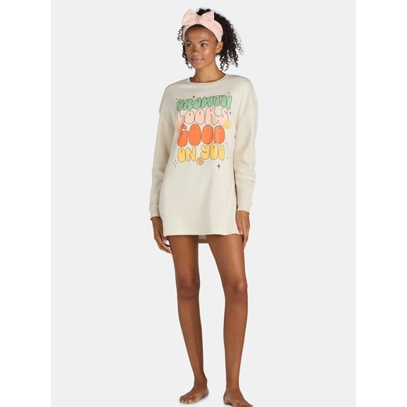 Grayson Social Growth Junior's Sleep Dress and Cozy Headband 2-piece Set, Sizes S-3X