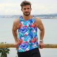 thumbnail image 6 of Lsque Bright Flowers Pattern Mens Tank Tops Muscle Athletic Quick Dry Sleeveless Workout Fitness T Shirts Beach Tank Top, Loose-fit Sleeveless Shirt for Men-X-Large, 6 of 7